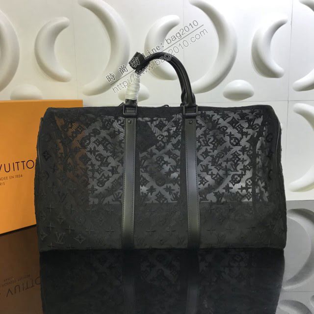 路易威登LV旅行包 M53971 Keepall Bandoulière旅行袋 超輕透視網格 lv新款男士手提旅行袋  ydh3786